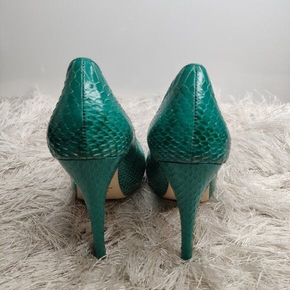Turquoise leather snake skin round pump by Kathryn Amberleigh sz 7.5 - Picture 7 of 7